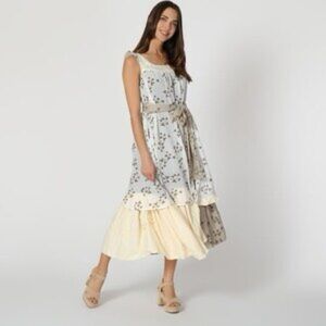 Ian Mosh Off-White & Beige Strawberry‎ Tiered Dress